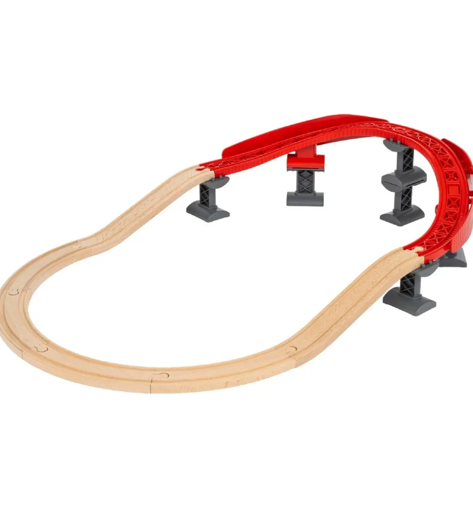 BRIO World Buede, Hævede Skinner - 17 Dele - Træ 33995