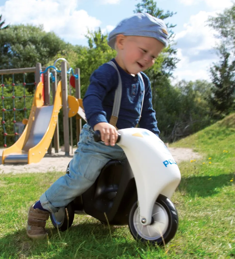 Dantoy Politi Scooter m. Gummihjul - Sort/Hvid