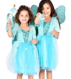 Den Goda Fen Udklædning - Fekjole m. Vinger/Tryllestav - Turkis