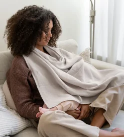 Doomoo Ammetæppe m. Bidering - Musselin - 100x85 cm - Beige