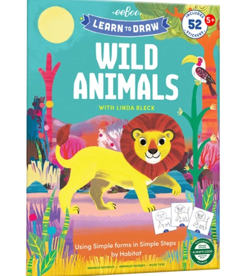 Eeboo Malebog - Lær At Tegne - Vilde Dyr