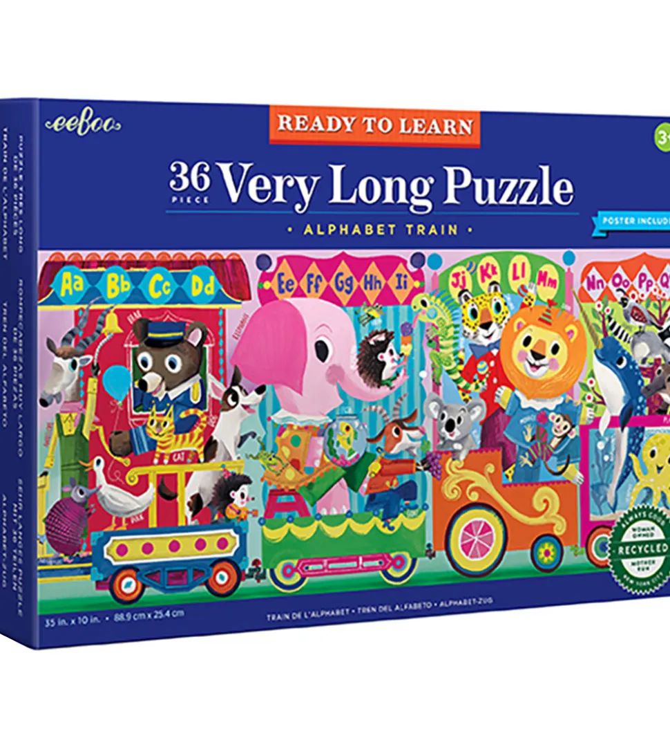 Eeboo Puslespil - 36 Brikker - 88,9x25,4 cm - Det Lange Alfabet-