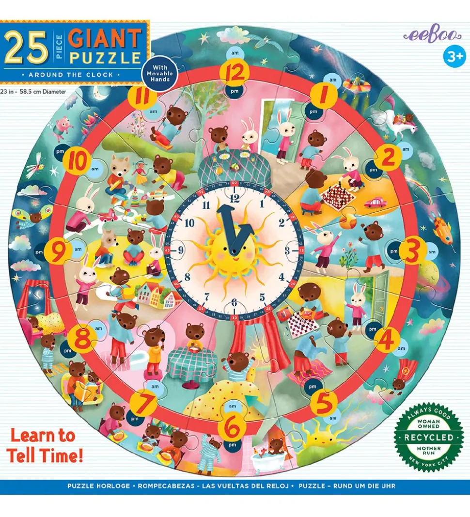 Eeboo Puslespil - 25 Brikker - Døgnets Timer