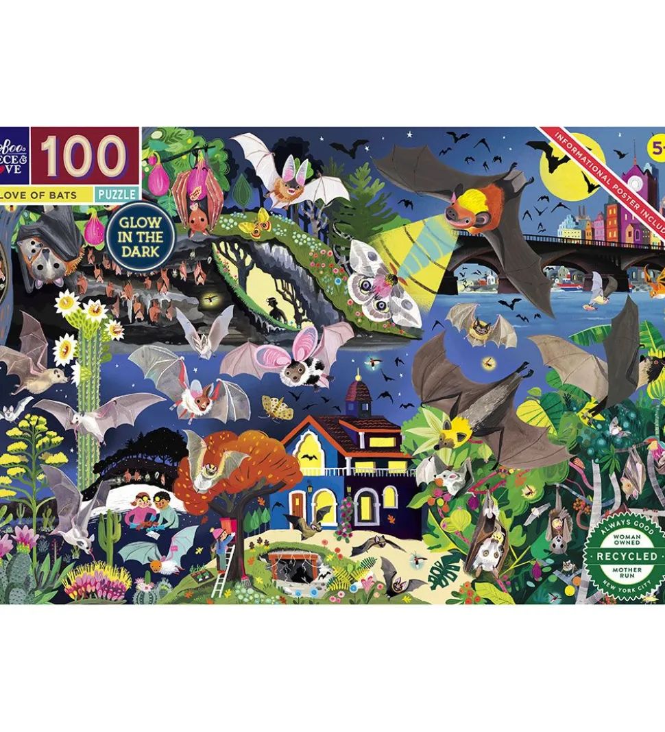 Eeboo Puslespil - 100 Brikker - 45,7x68,5 cm - Love Of Bats