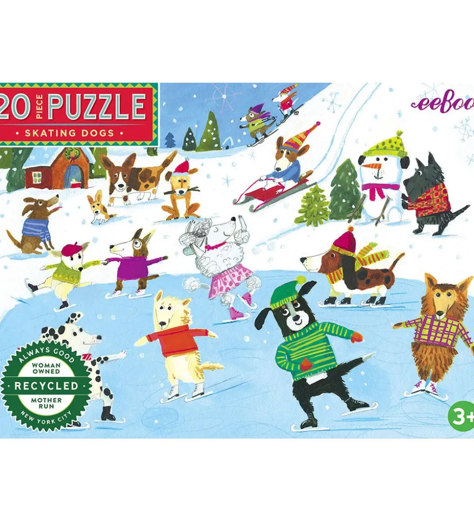 Eeboo Puslespil - 20 Brikker - 28x38 cm - Skating Dogs
