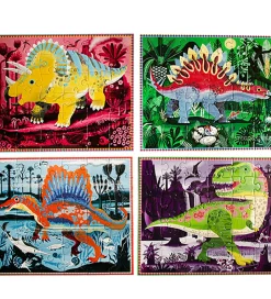 Eeboo Puslespil - Lyser i Mørke - 4x36 Brikker - Dinosaurer