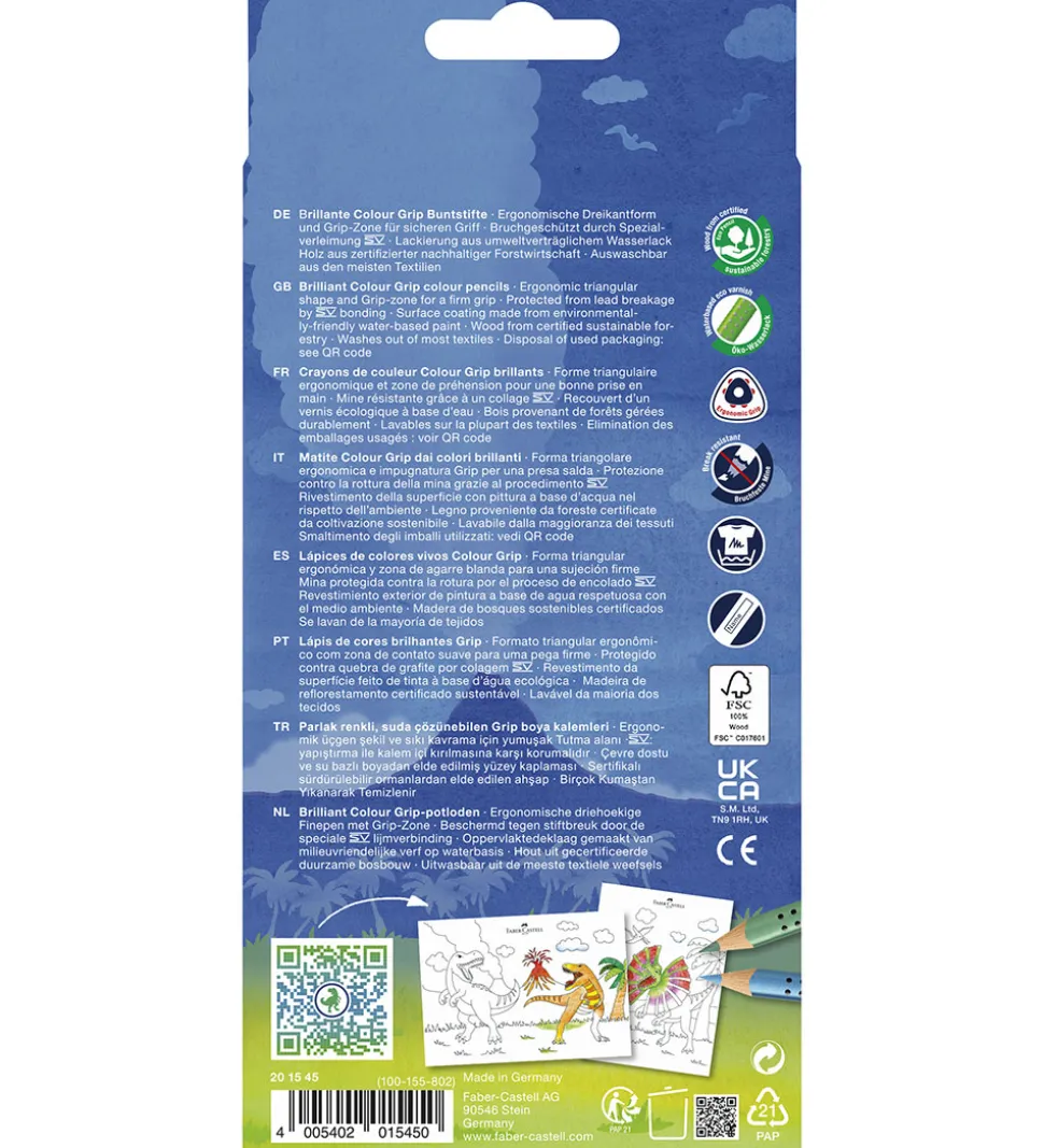 Faber-Castell Farveblyanter - 13 stk. - Grip Dino