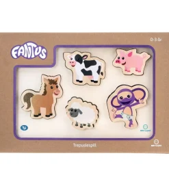 Fantorangen & Fantus Puslespil - Træ - 5 Brikker - Bondegårdsdyr