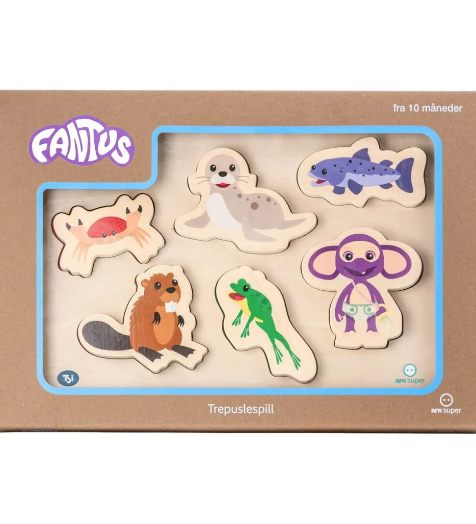 Fantorangen & Fantus Puslespil - Træ - 6 Brikker - Dyrene I Vand