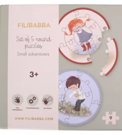 Filibabba Puslespil-sæt - Runde - 5x9 Brikker - Små Eventyrere