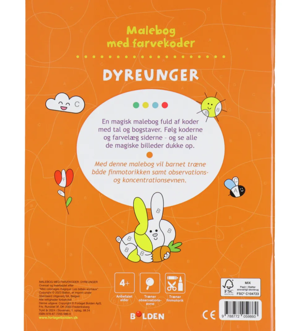 Forlaget Bolden Malebog m. Farvekoder - Dyreunger