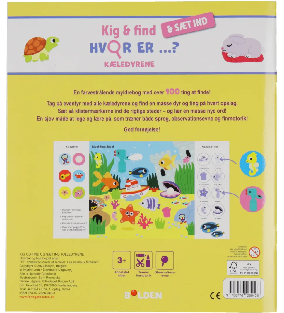 Forlagte Bolden Bog - Kig og find og sæt ind: Hvor er KÆLEDYRENE