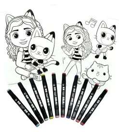 Gabby's Dollhouse Farvesæt m. 10 Tusser - Farv med Tal