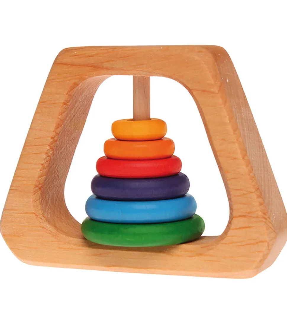 Grimms Trælegetøj - Rangle - Pyramide - Multifarvet