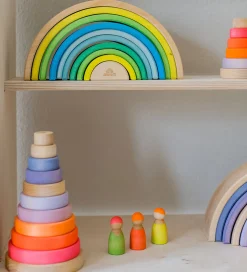 Grimms Trælegetøj - Regnbue - 10 Dele - Neongrøn