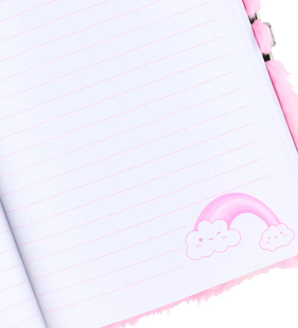 Hot Focus Dagbog m. Lås - Plys - Enhjørning