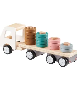 Kids Concept Stabellastbil - 38 cm - Aiden - Hvid/Natur