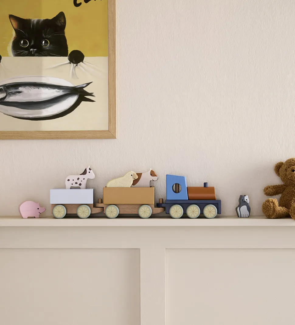 Kids Concept Tog m. Dyr - 40 cm - Træ