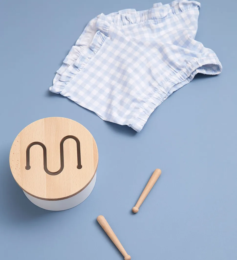 Kids Concept Trælegetøj - Tromme Mini - 16,5 x 9 cm - Hvid