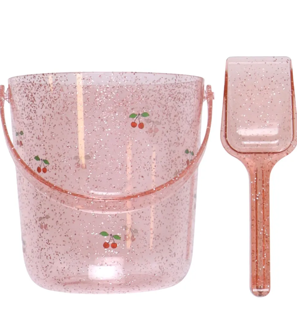 Konges Sløjd Strandsæt - Spand/Skovl - Glitter - Kirsebær