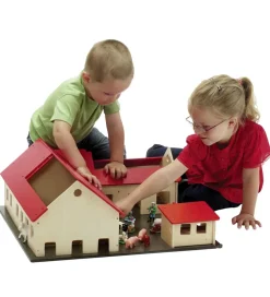 Krea Bondegård - Træ - 60x60 cm - Natur/Rød