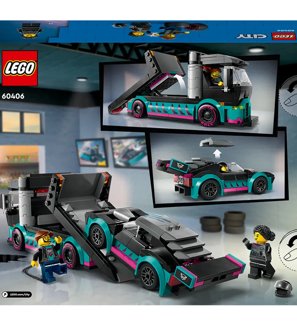 LEGO® City - Racerbil Og Biltransporter 60406 - 328 Dele