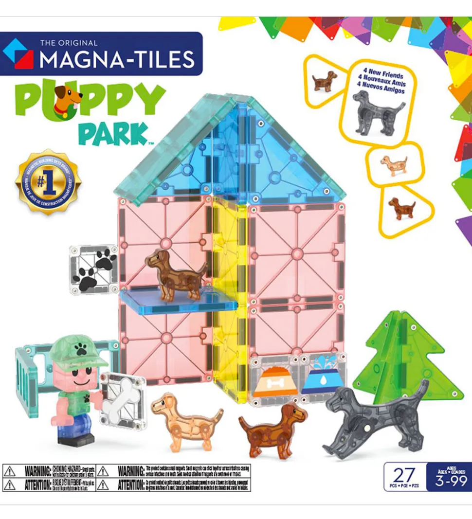 Magna-Tiles Magnetsæt - 27 Dele - Doggy Daycare + MicroMAGS