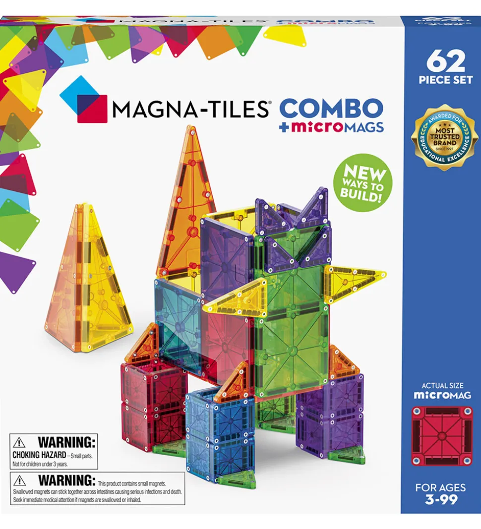 Magna-Tiles Magnetsæt - 62 Dele - MicroMAGS & Combo