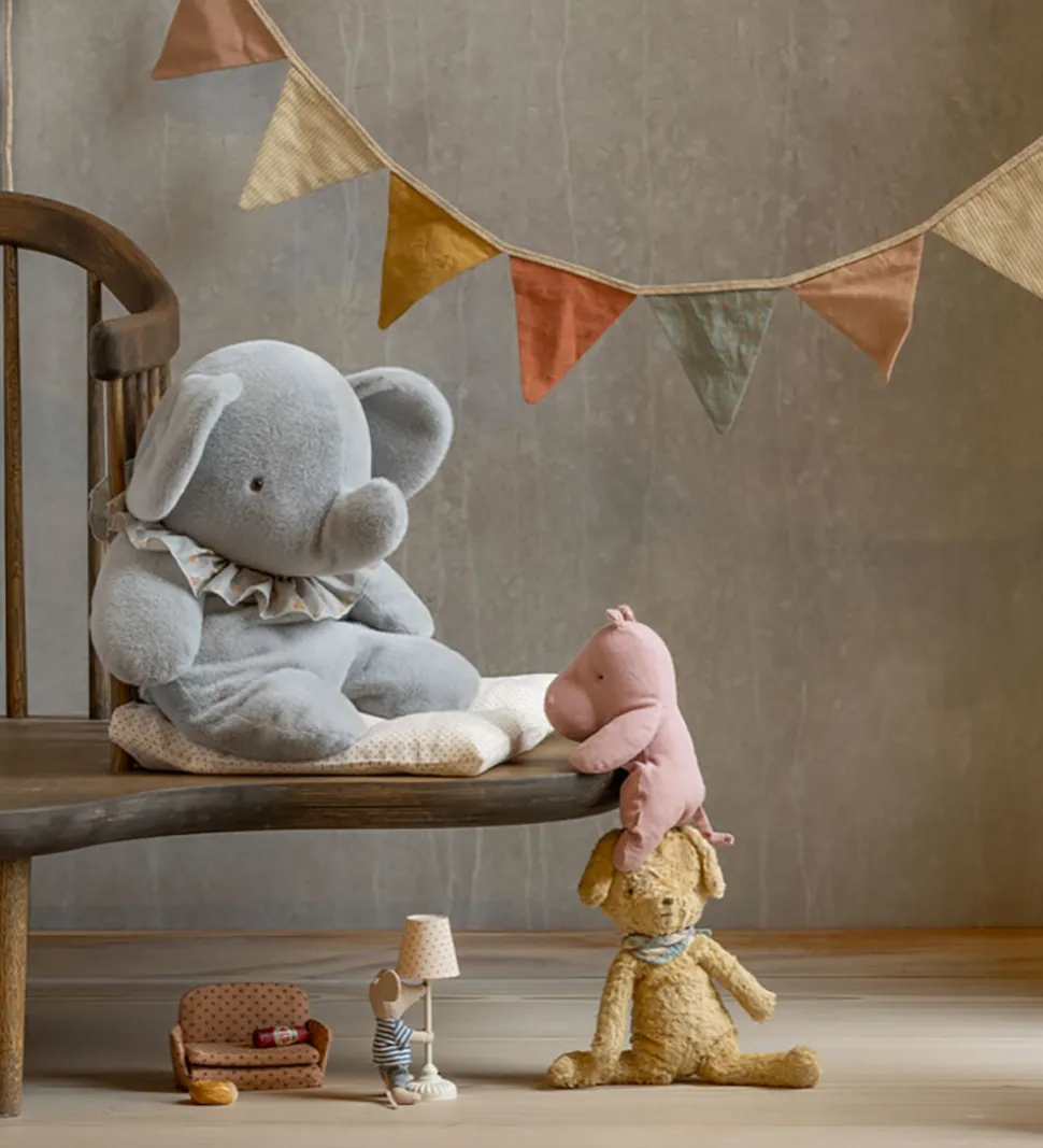 Maileg Bamse - Plyselefant- Stor - Blå/Grå