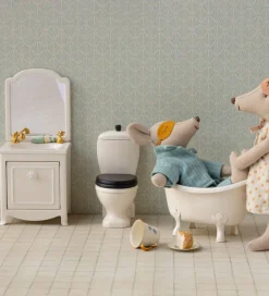 Maileg Miniature Baderumsmøbel - Mus - Råhvid