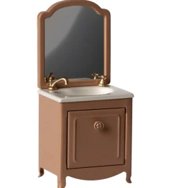 Maileg Miniature Kommode m. Vask & Spejl - Mus - Dark Powder