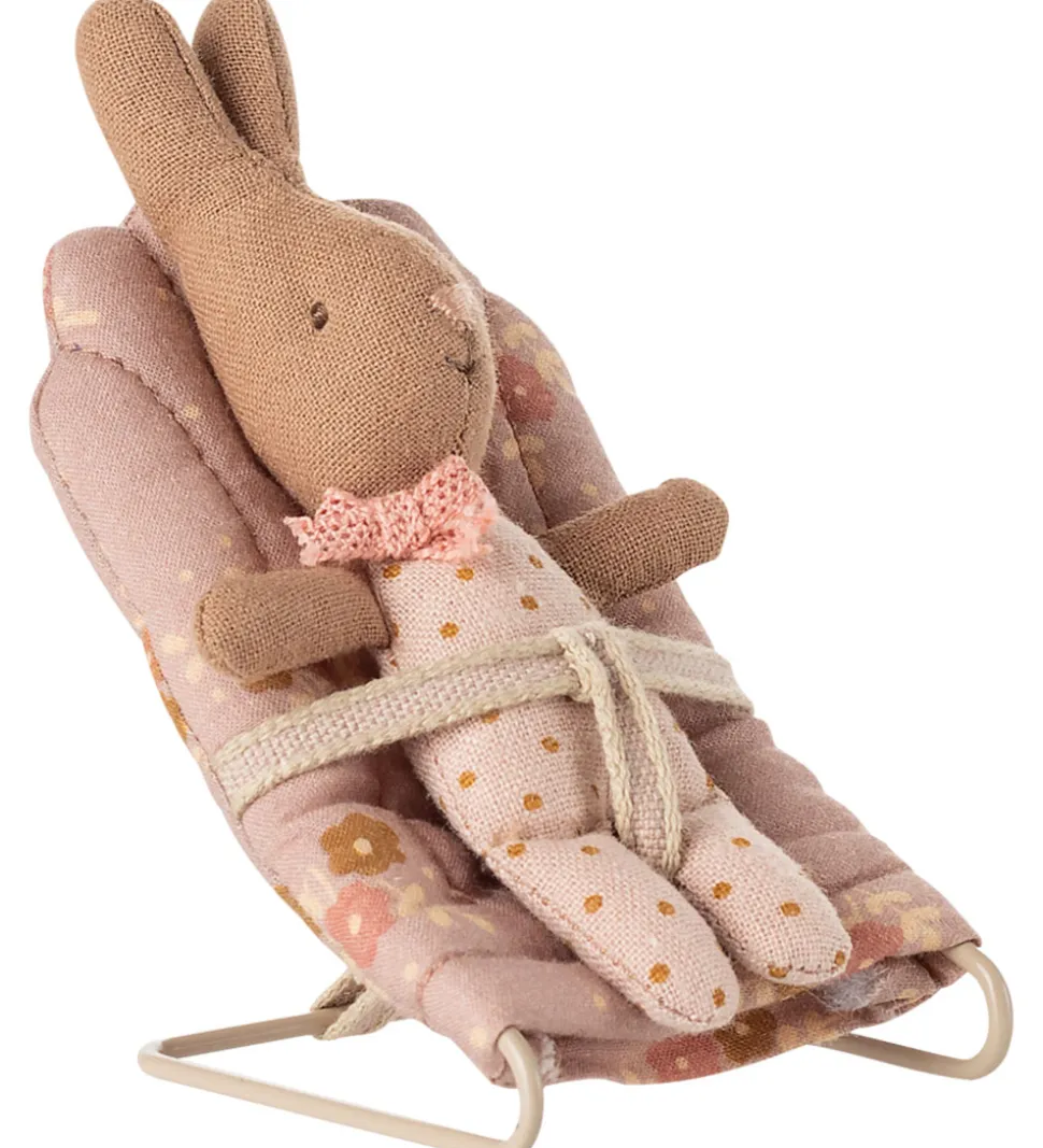 Maileg Miniature Skråstol - My - Rosa m. Blomster