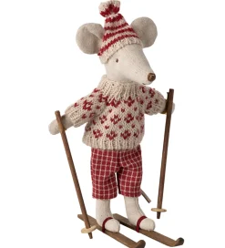 Maileg Vinter-mus m. Ski - Mor - Rød