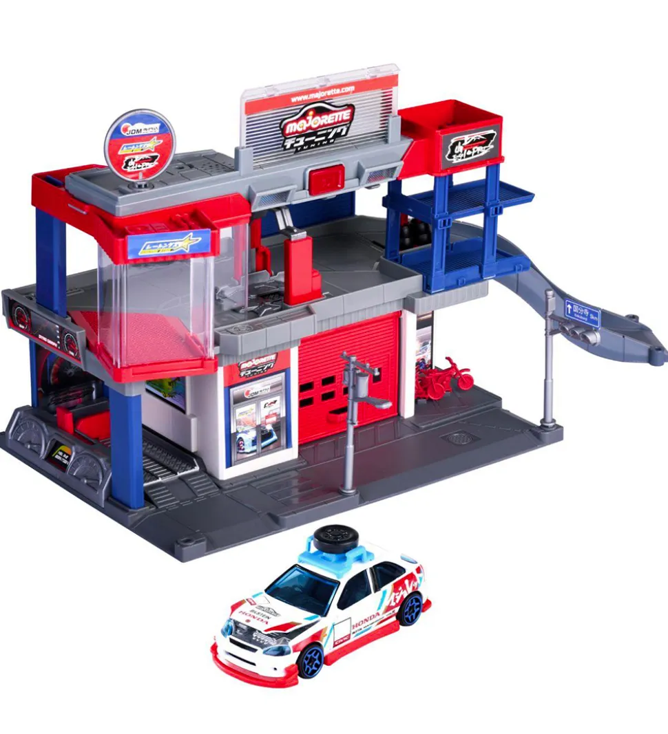 Majorette Garage m. Bil, Lyd og Lys - Japan Series Tuning Garage