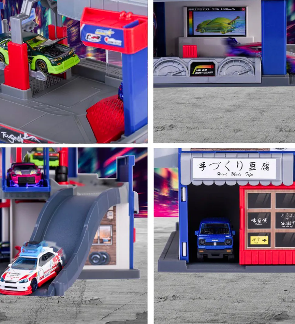 Majorette Garage m. Bil, Lyd og Lys - Japan Series Tuning Garage