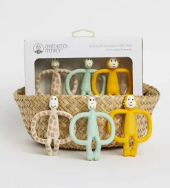 Matchstick Monkey Bideringe - 3-pak - Animal Teether Gift Set