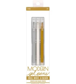 Ooly Farvekuglepen - Modern Gel Pens - Guld/Hvid/Sølv