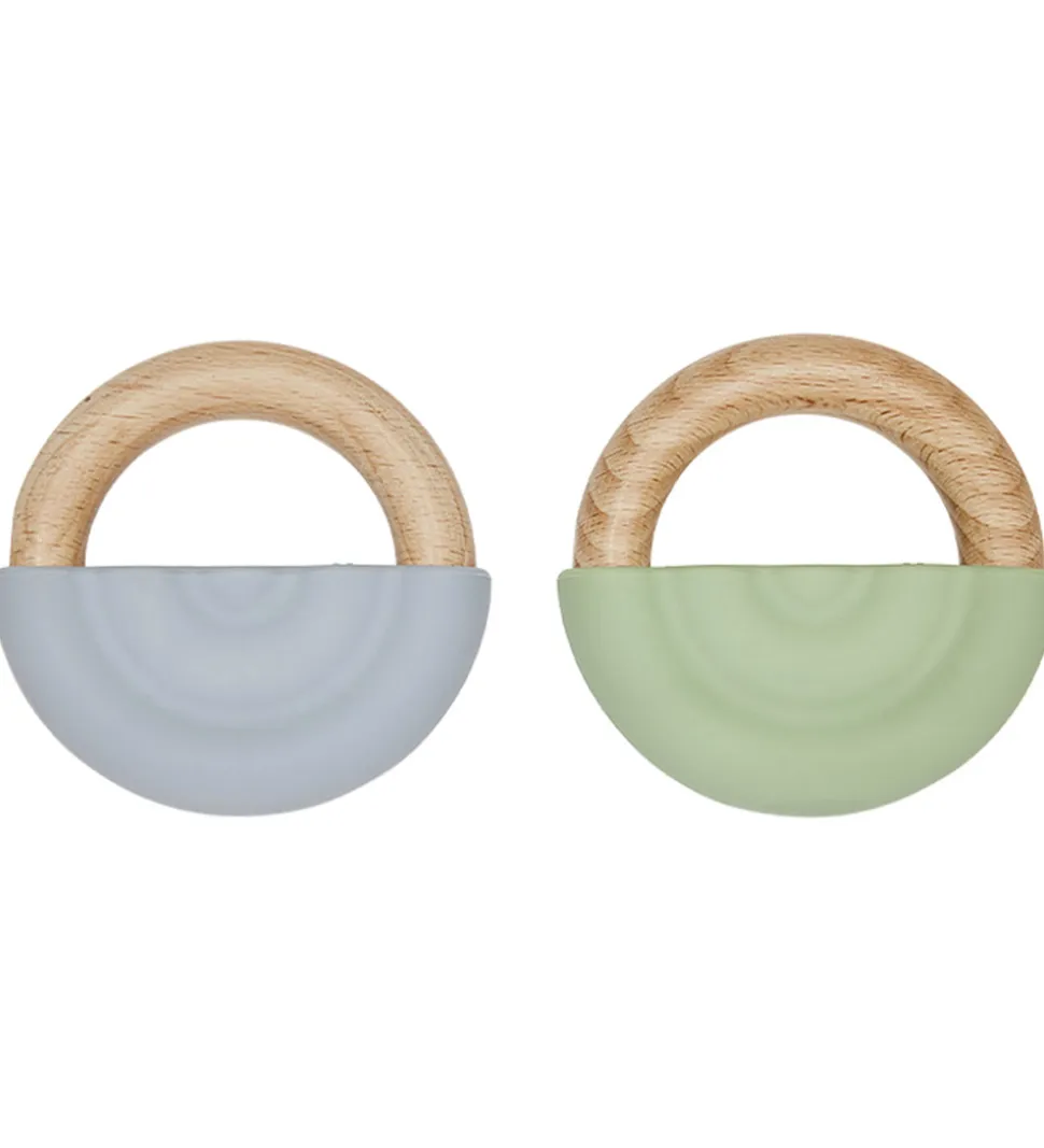 OYOY Bidering - Rainbow Teether - 2-pak - Dusty Blue/Green