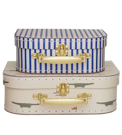 OYOY Kuffertsæt - 2 Stk. - Crocodile & Stripe - Beige