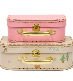 OYOY Kuffertsæt - 2-pak - Deer & Duck - Camel/Rose