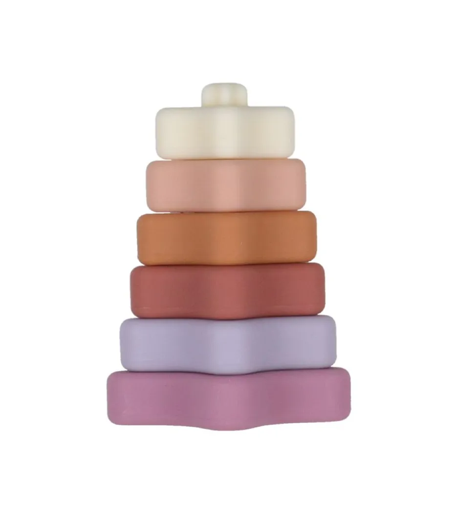 Petit Monkey Stabletårn Stjerner - Silikone - Lilla/Rosa Mix