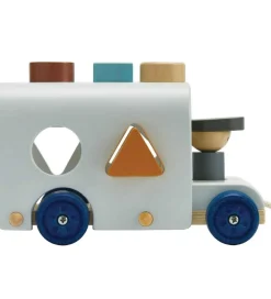 PlanToys Træklegetøj - Bus m. Puttekasse - Træ/Lyseblå