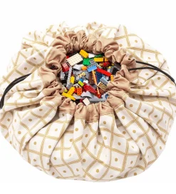 Play&Go Legetøjstæppe - Ø140 cm - Geo Mustard