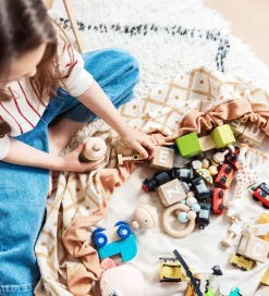 Play&Go Legetøjstæppe - Ø140 cm - Geo Mustard