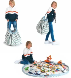 Play&Go Legetøjstæppe - Ø140 cm - Stripes Green