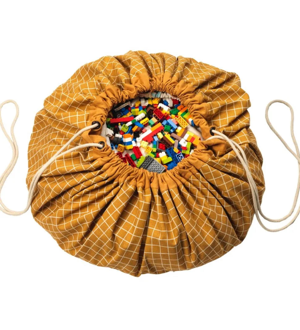 Play&Go Legetæppe - Ø140 - Grid Mustard