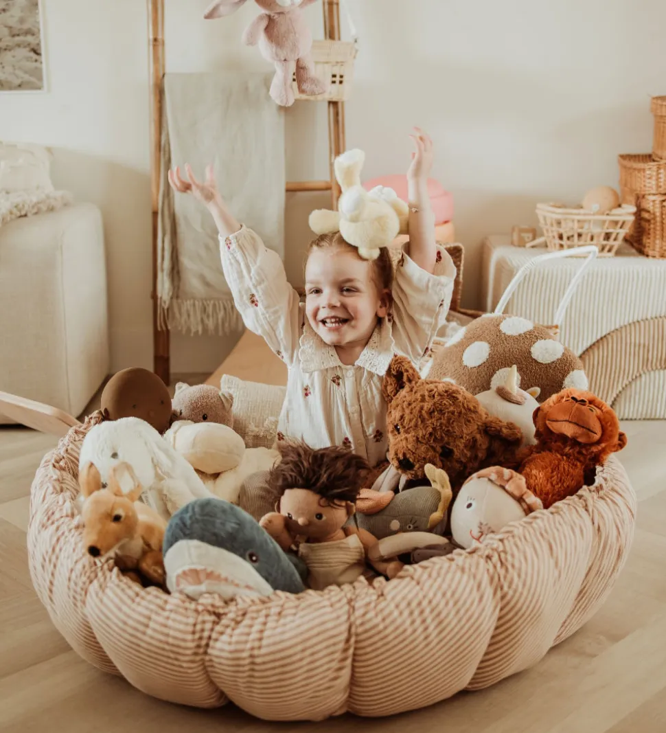 Play&Go Legetæppe - 3-i-1 - Ø130 cm - Bloom Stripes Brown