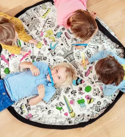 Play&Go x OMY Legetøjstæppe m. Stoftuscher - Ø140 cm - Paris