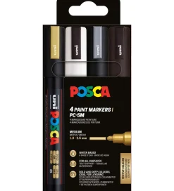 Posca Tuscher - PC-5M - 4 stk. - Sort/Hvid/Sølv/Guld