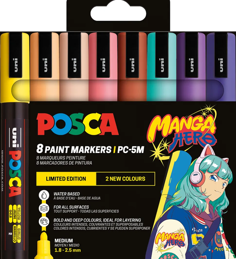Posca Tuscher - PC-5M - 8 stk. - Manga Hero